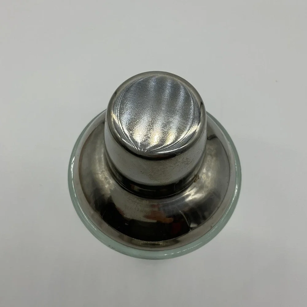 Vintage Cocktail Shaker Unisex 16oz Clear Glass Stainless Steel Barware Tool